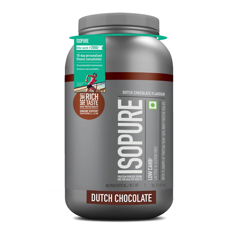 Isopure Whey Protein Isolate Powder with Vitamins for Immune Support - 2kg (Dutch Chocolate)