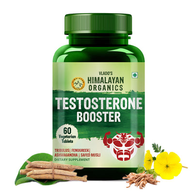 Vlado's Himalayan Organics, Testosterone Booster with Tribulus Ashwagandha Zinc - 60 Veg Tablets