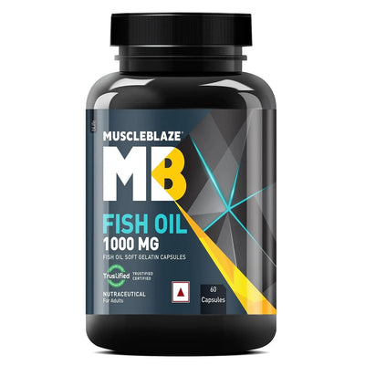 MuscleBlaze Omega 3 Fish Oil, 1000 mg (180 mg EPA and 120 mg DHA) - 60 Softgels
