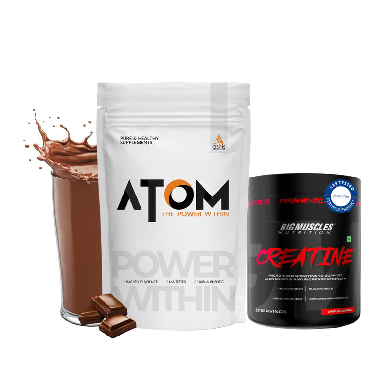 AS-IT-IS ATOM Performance Whey (1 Kg) + Big Muscles Creatine (100g) - Daily Muscle Pack