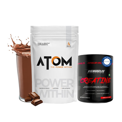 AS-IT-IS ATOM Performance Whey (1 Kg) + Big Muscles Creatine (100g) - Daily Muscle Pack