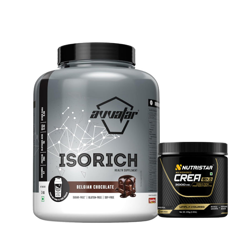 Avvatar Isorich Isolate (2 Kg) + CREA Gold (250g) - Lean Muscle Combo