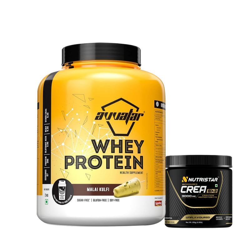 Avvatar Whey Protein (2 Kg) + CREA Gold (250g) - Muscle Boost Stack