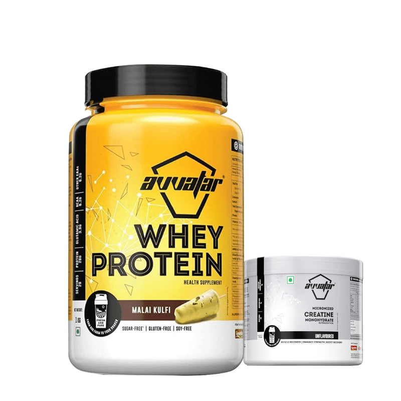 Avvatar Whey Protein (1 Kg) + Avvatar Creatine (100g) - Muscle Boost Stack