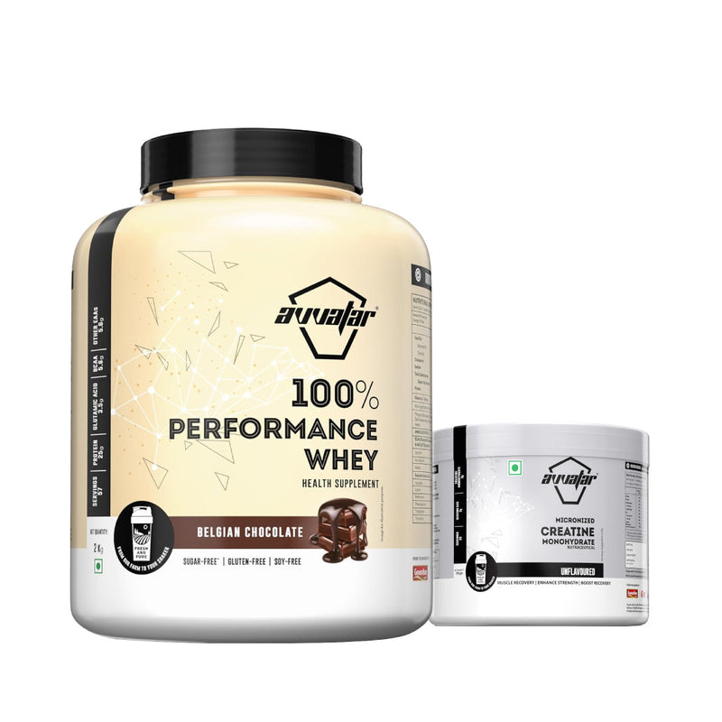 Avvatar Performance Whey (2 Kg) + Avvatar Creatine (100g) - Muscle Builder Stack